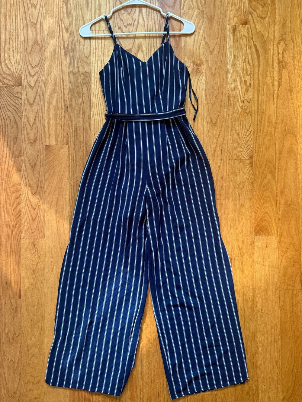 Navy and White Wide-Leg Jumpsuit